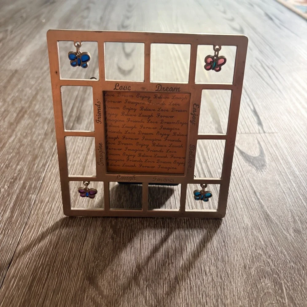 Inspirational Butterfly Pewter Tone Metal Picture Frame Friends Love Dream 6x5.5